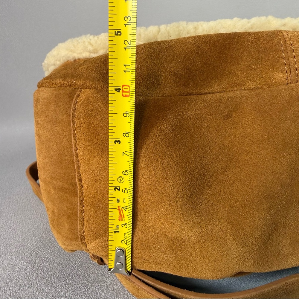 SUNDANCE Tan Suede Leather Quilted Shearling Lined Shoulder Bag NWOT - Picture 13 of 13